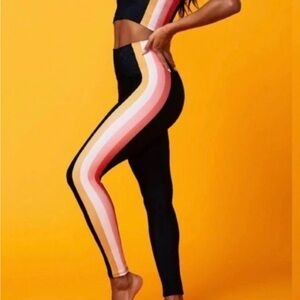 Beach Riot Megan Leggings in Coral Stripe SZ XS VGUC